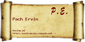 Pach Ervin névjegykártya